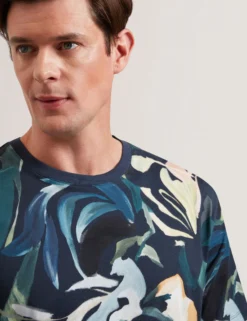 Abstract Floral Print Pure Cotton T-Shirt