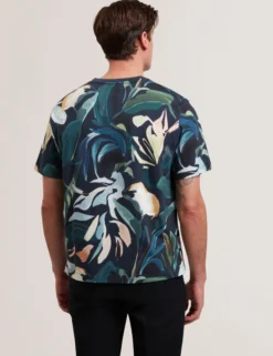 Abstract Floral Print Pure Cotton T-Shirt
