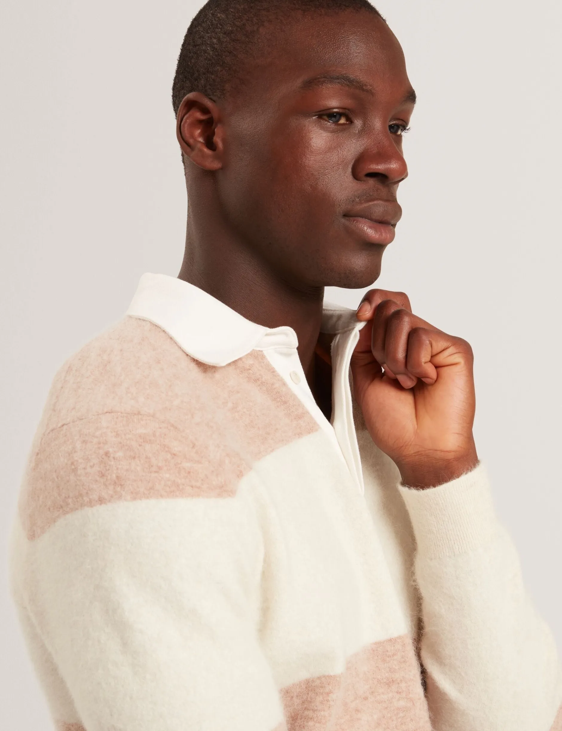 Alpaca Wool Block Stripe Rugby Shirt