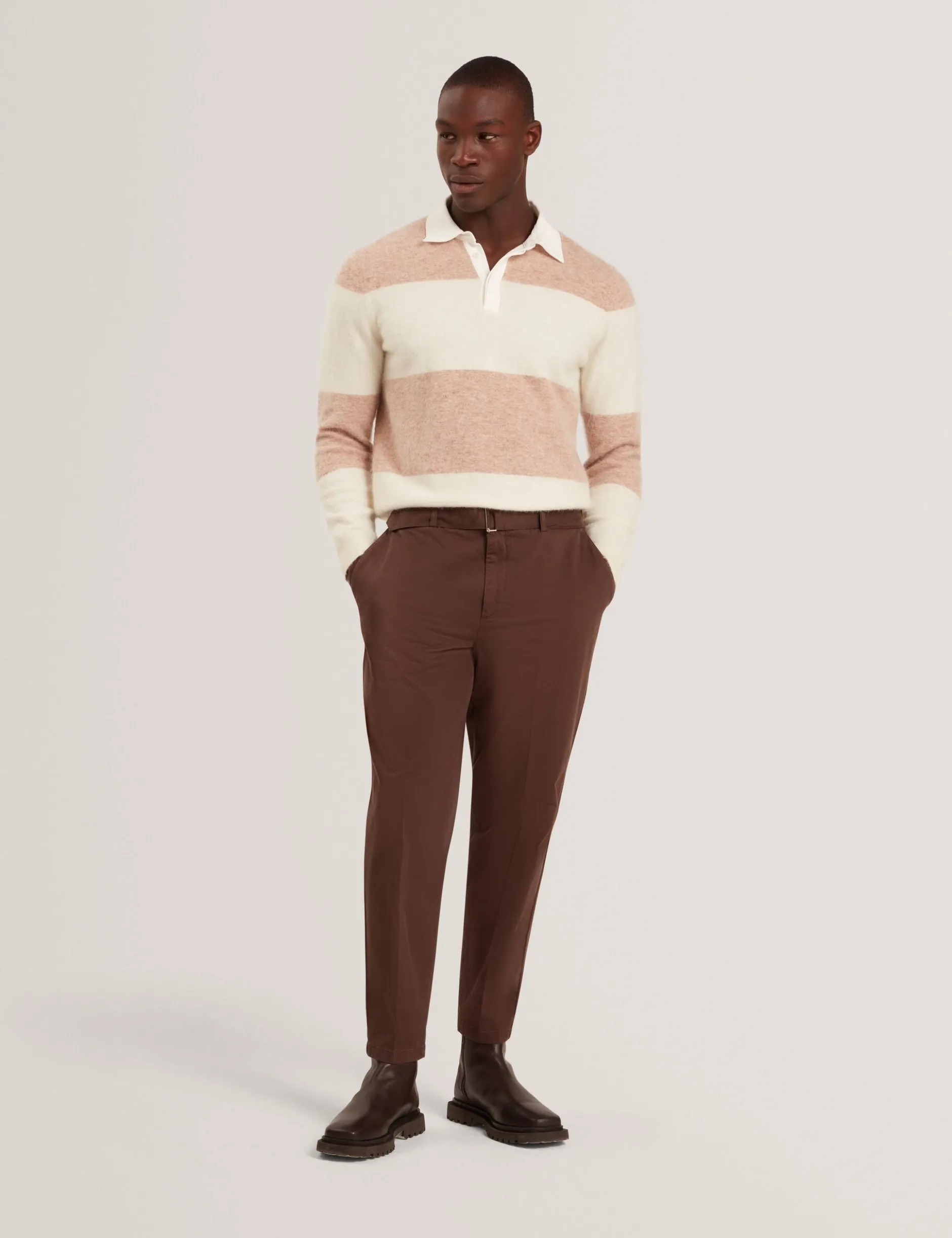Alpaca Wool Block Stripe Rugby Shirt