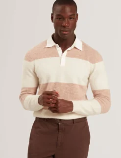 Alpaca Wool Block Stripe Rugby Shirt