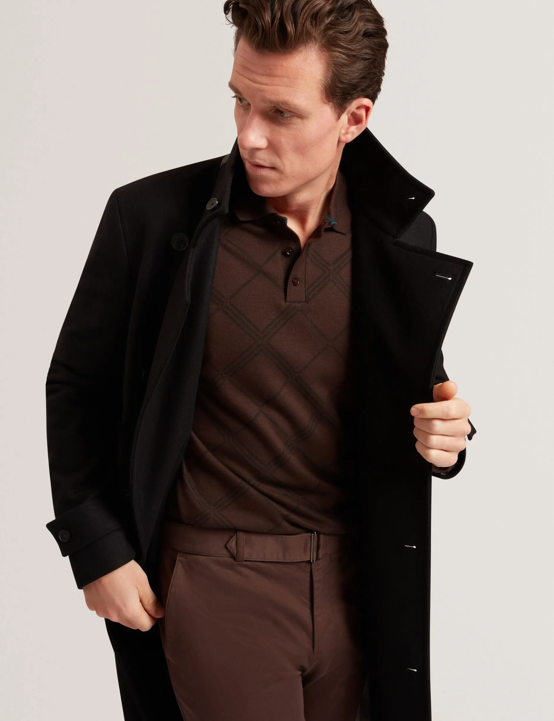 Argyle Knit Long Sleeve Polo Shirt