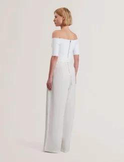 Bardot Knit Top Wide Leg Belted Jumpsuit