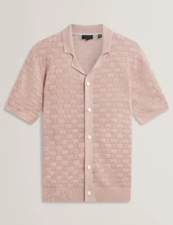 Basket Knit Silk Blend Short Sleeve Shirt