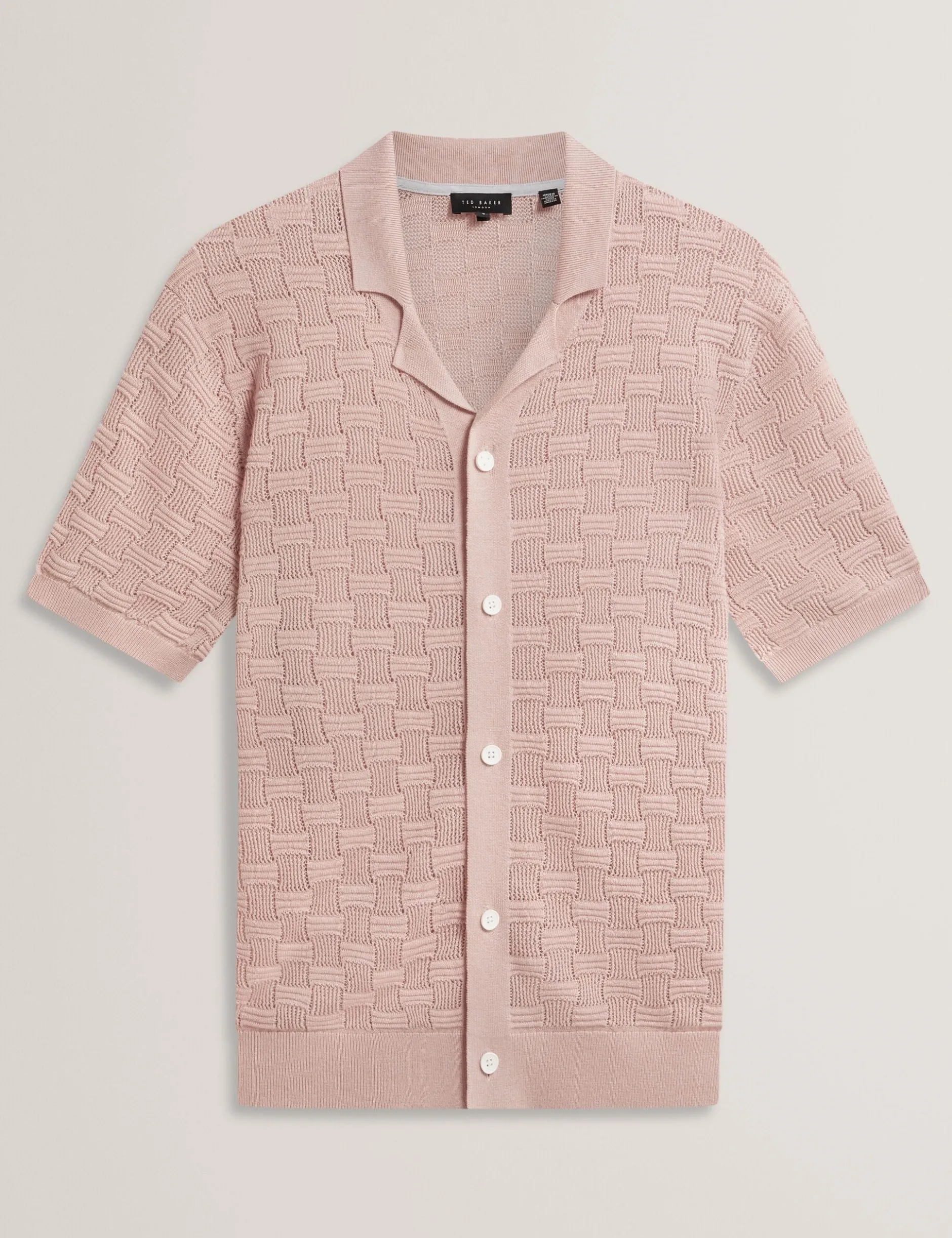 Basket Knit Silk Blend Short Sleeve Shirt