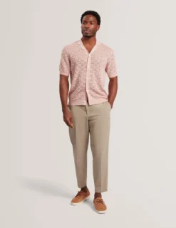 Basket Knit Silk Blend Short Sleeve Shirt