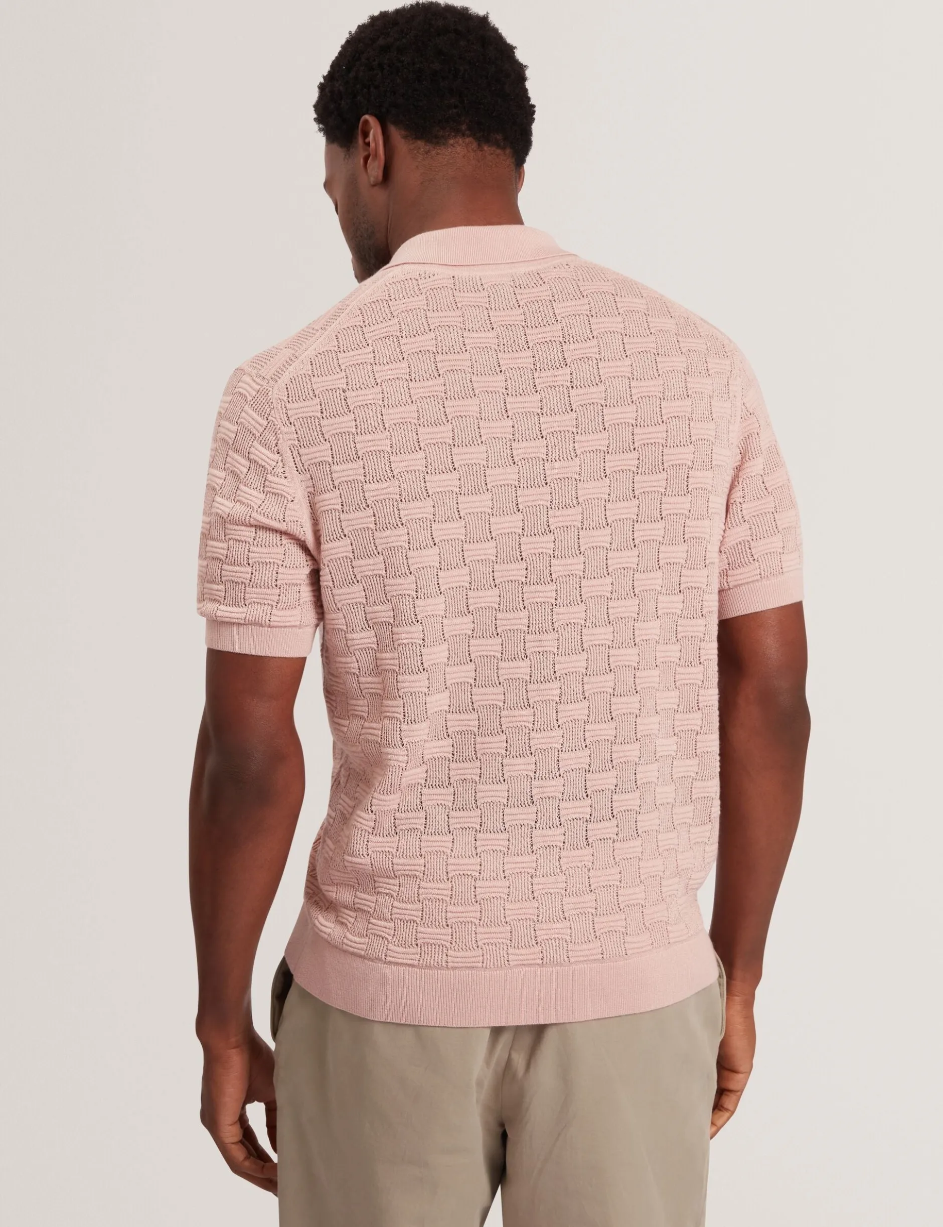 Basket Knit Silk Blend Short Sleeve Shirt