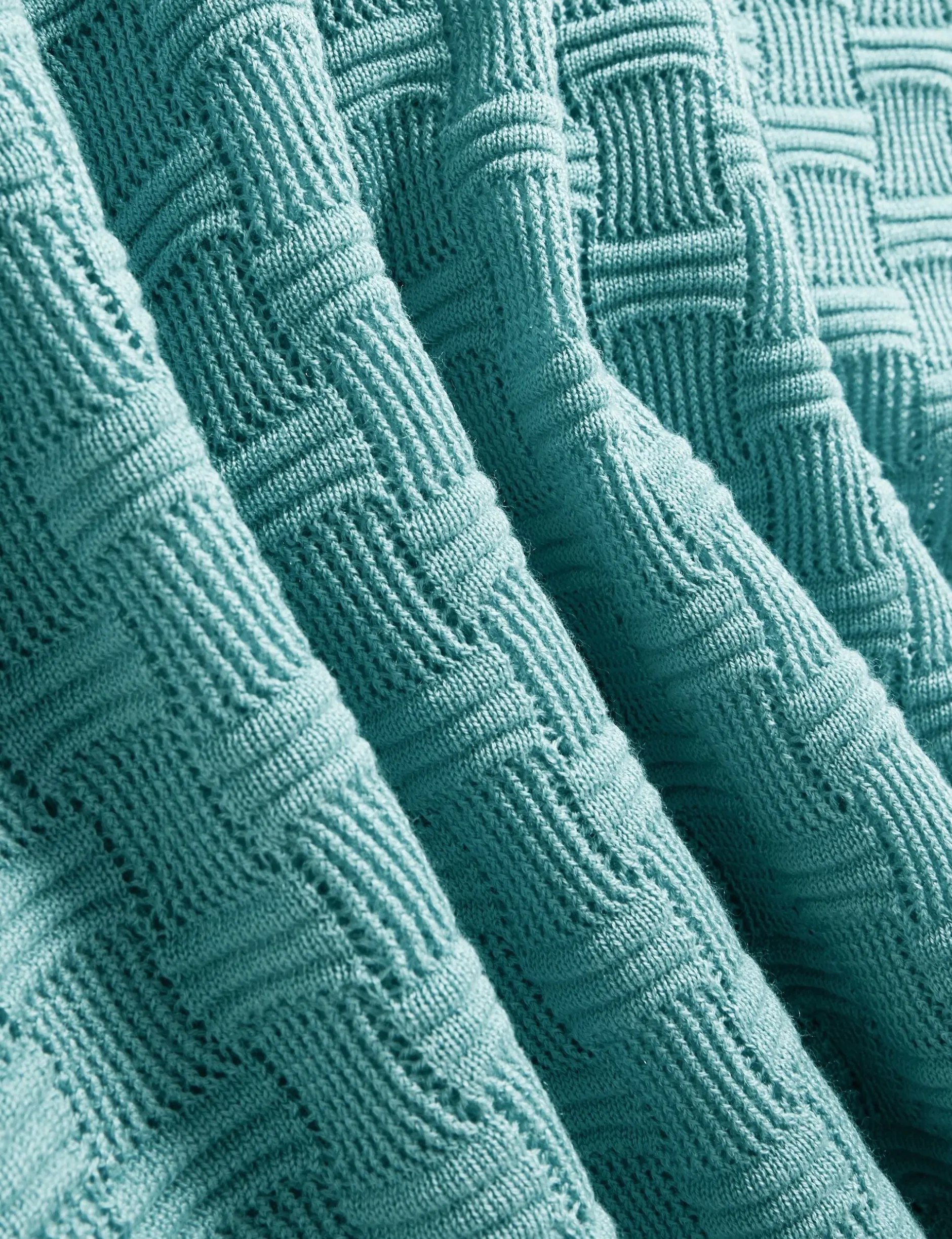 Basket Knit Wool Blend Short Sleeve Polo