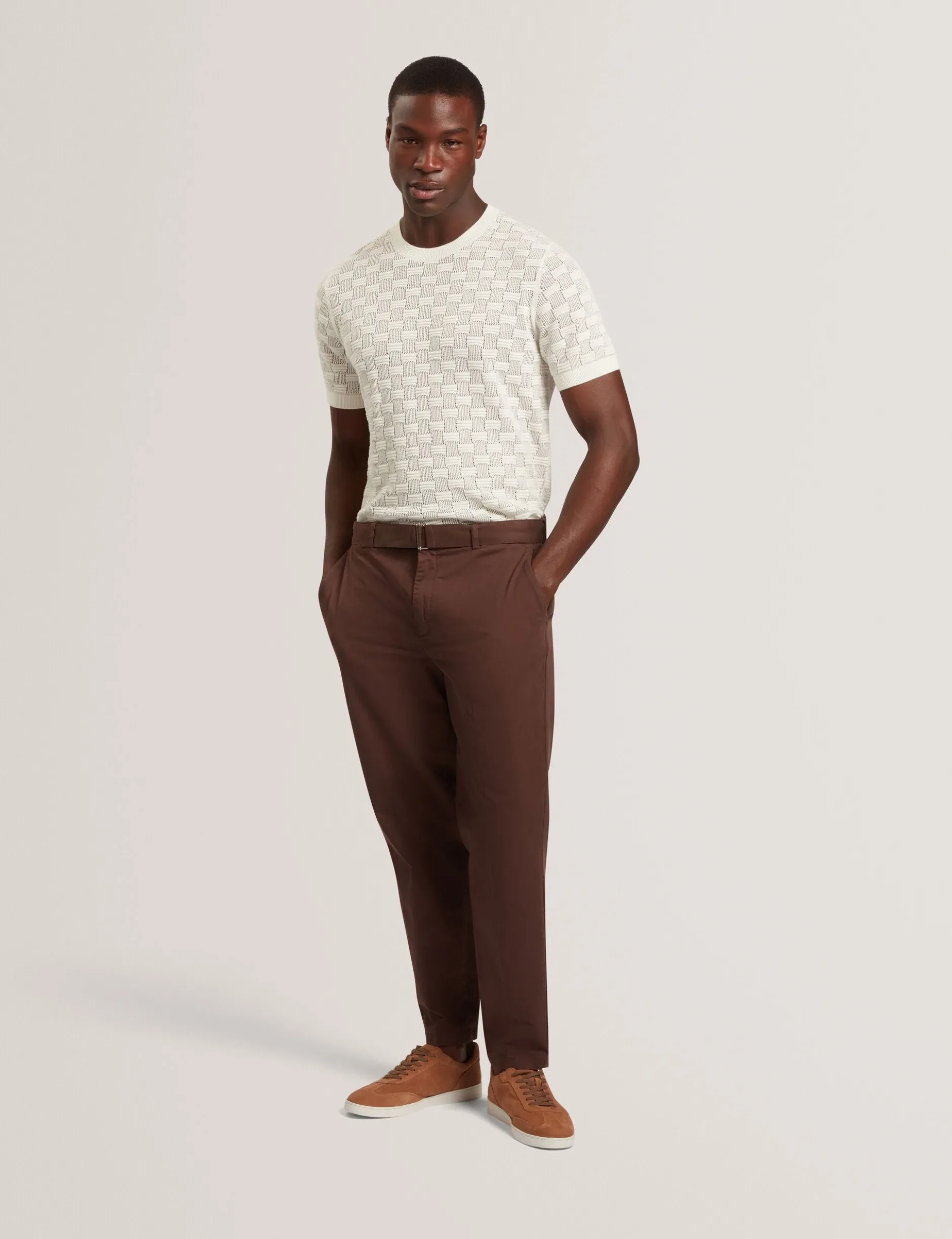 Basket Knit Wool Silk Blend T-Shirt