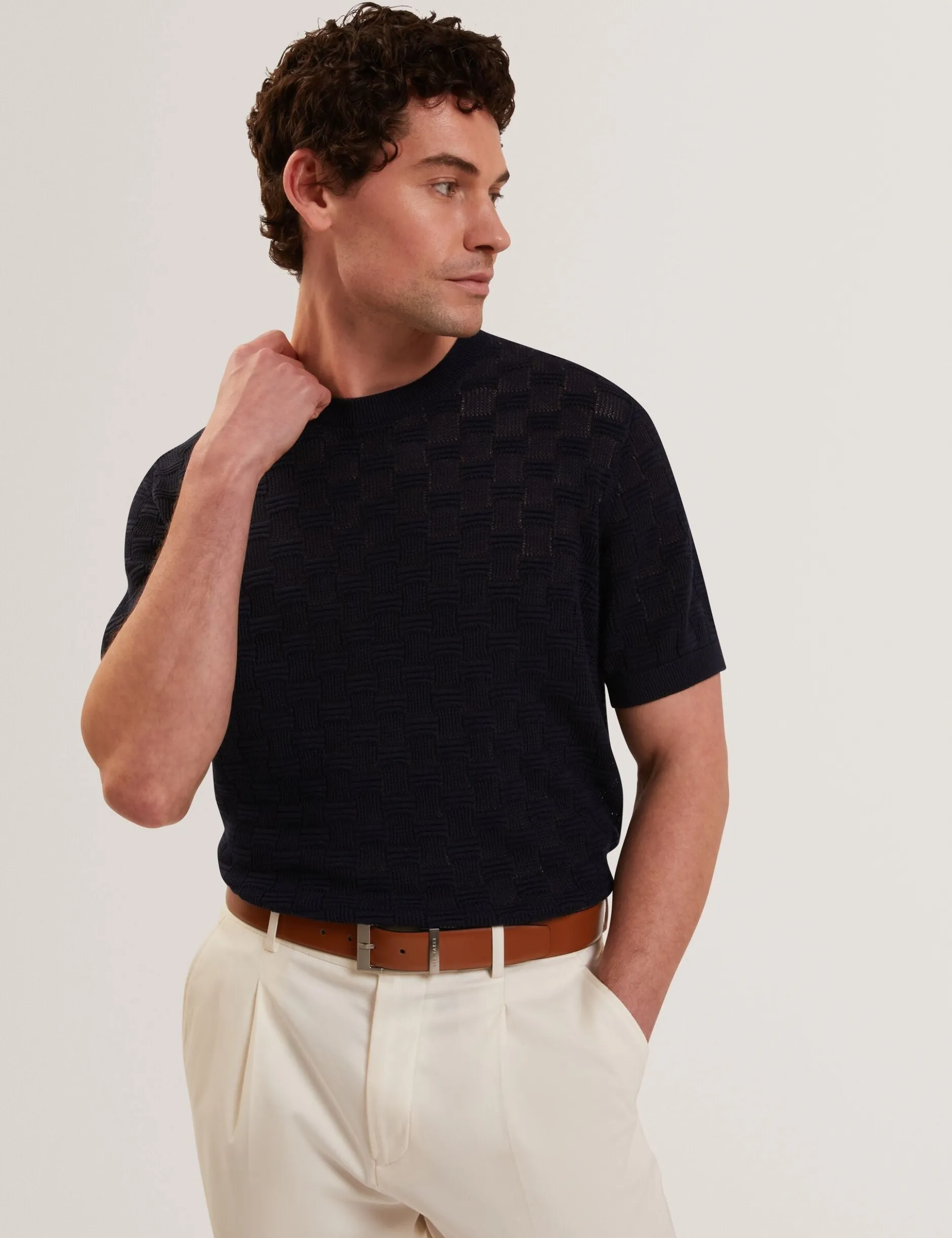 Basket Knit Wool Silk Blend T-Shirt