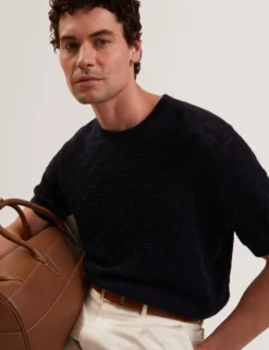 Basket Knit Wool Silk Blend T-Shirt