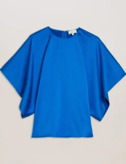 Batwing Short Sleeve Satin Blouse