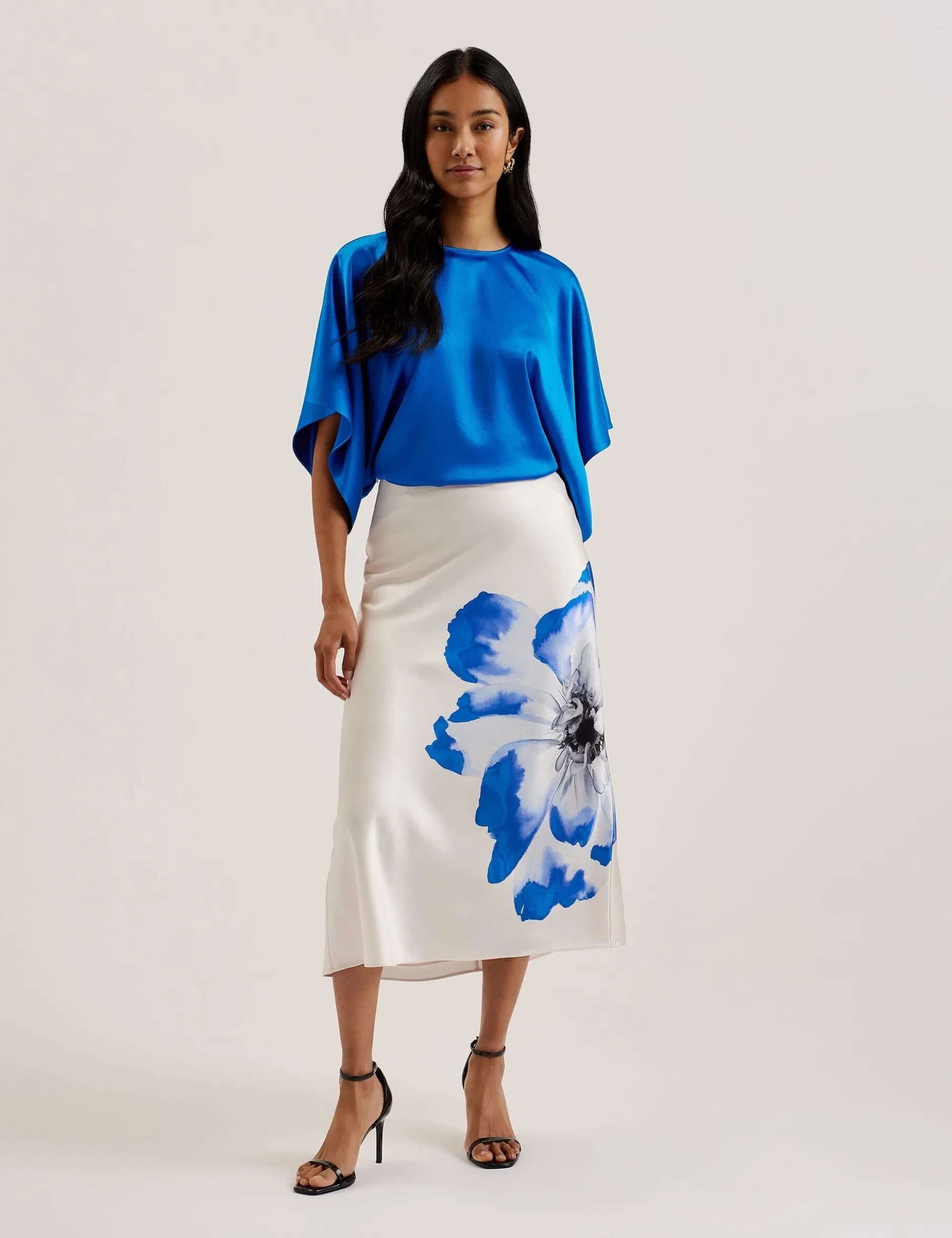 Batwing Short Sleeve Satin Blouse