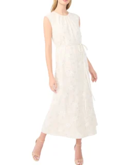 Beaded Gathered Neck Maxi Dress