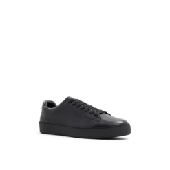 Black Leather Cup Sole Sneakers