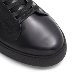 Black Leather Cup Sole Sneakers
