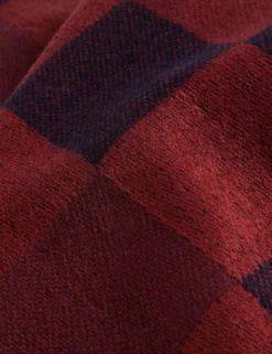 Block Check Scarf With Fringe Trim