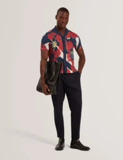 Blooms Print Knitted Short Sleeve Shirt