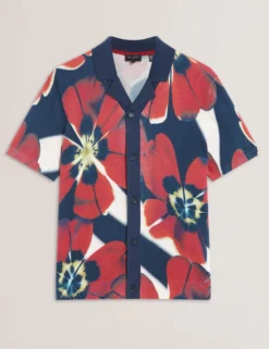 Blooms Print Knitted Short Sleeve Shirt