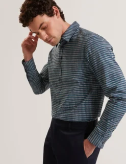 Blurred Check Cotton Long Sleeve Shirt