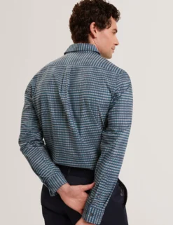 Blurred Check Cotton Long Sleeve Shirt