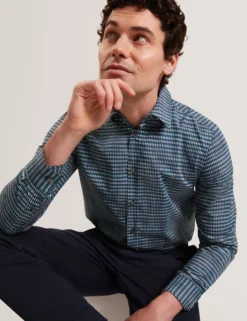 Blurred Check Cotton Long Sleeve Shirt