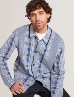 Blurred Check Knitted Cardigan Jacket