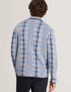 Blurred Check Knitted Cardigan Jacket