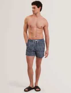 Blurred Check Mid-Length Swim Shorts