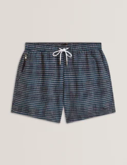 Blurred Check Mid-Length Swim Shorts