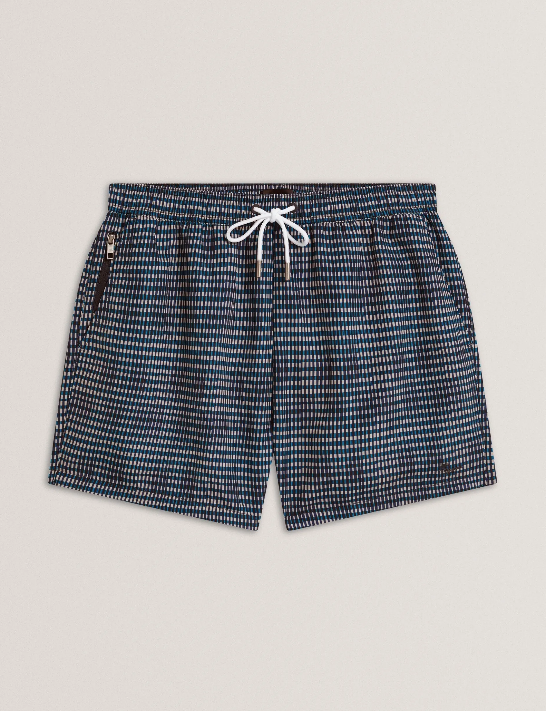 Blurred Check Mid-Length Swim Shorts