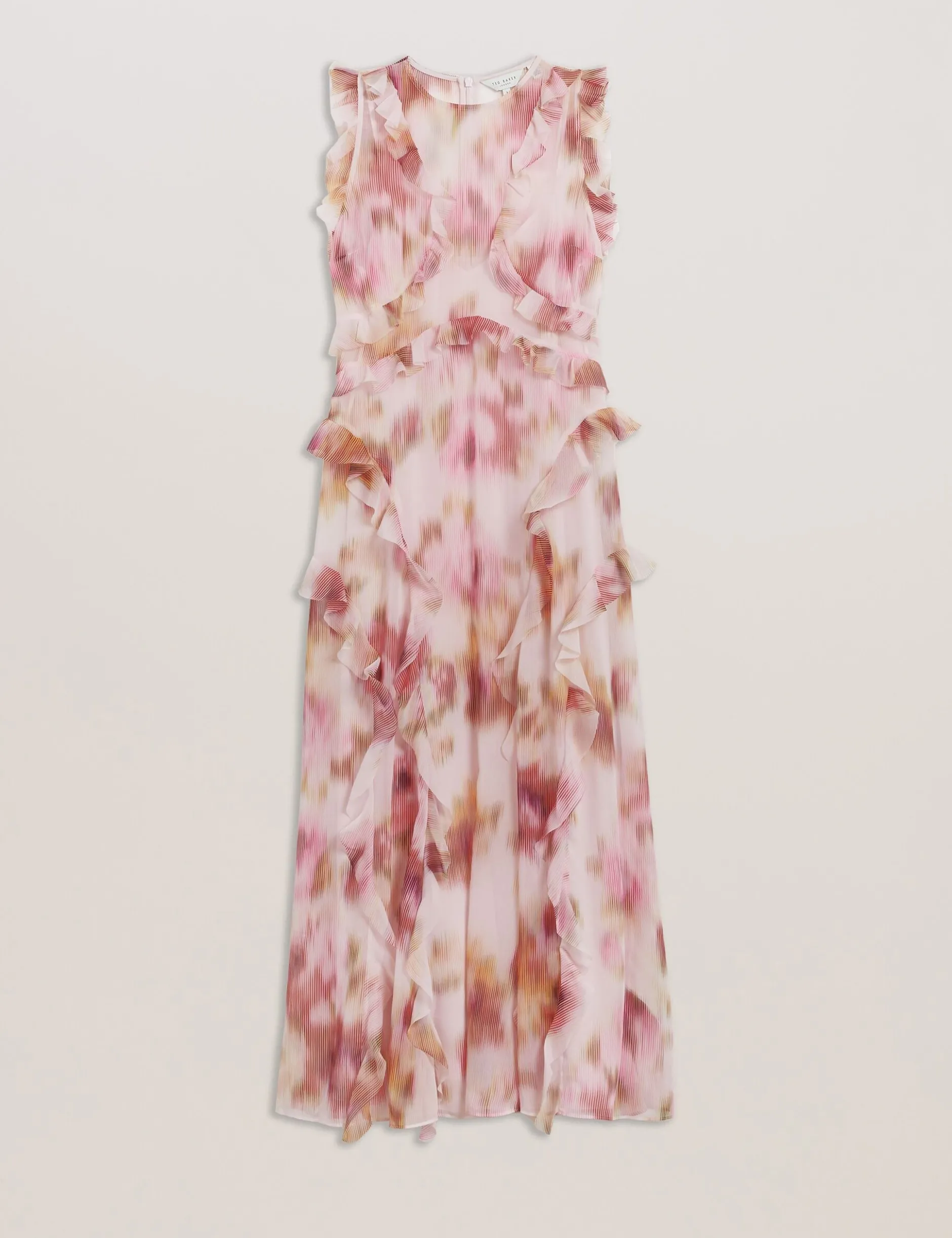 Blurred Floral Print Midi Dress