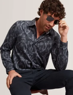 Botanical Lace Cotton Stretch Shirt