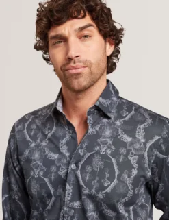 Botanical Lace Cotton Stretch Shirt
