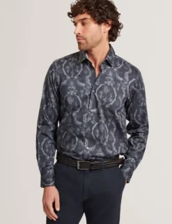 Botanical Lace Cotton Stretch Shirt