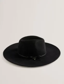 Bow Detail Pure Wool Fedora Hat
