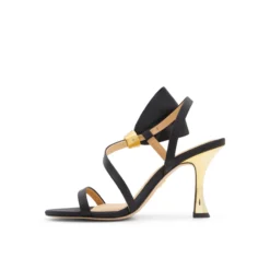Bow Embellishment Satin Heeled Sandals
