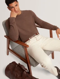 Branded Texture Crew Neck Jumper