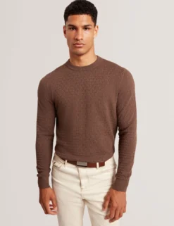 Branded Texture Crew Neck Jumper
