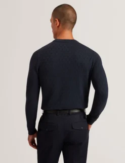 Branded Texture Crew Neck Jumper