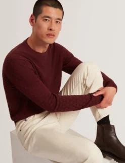 Branded Texture Crew Neck Jumper