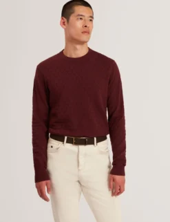 Branded Texture Crew Neck Jumper