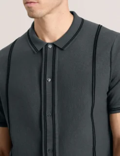 BUTTON FRONT SWEATER POLO