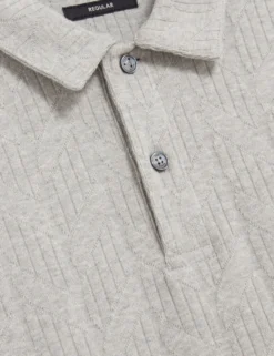 Cable Texture Cotton Blend Polo