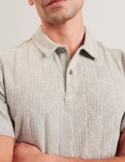 Cable Texture Cotton Blend Polo