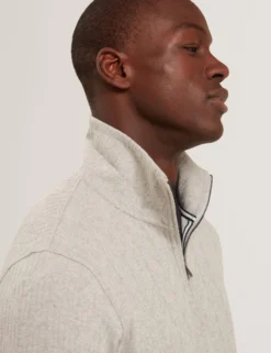 Cable Texture Zip-Neck Sweatshirt