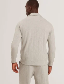 Cable Texture Zip-Neck Sweatshirt