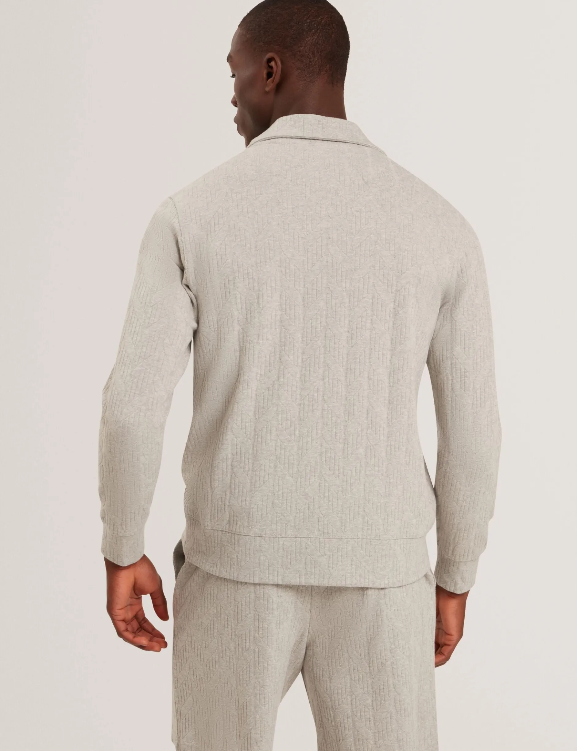 Cable Texture Zip-Neck Sweatshirt