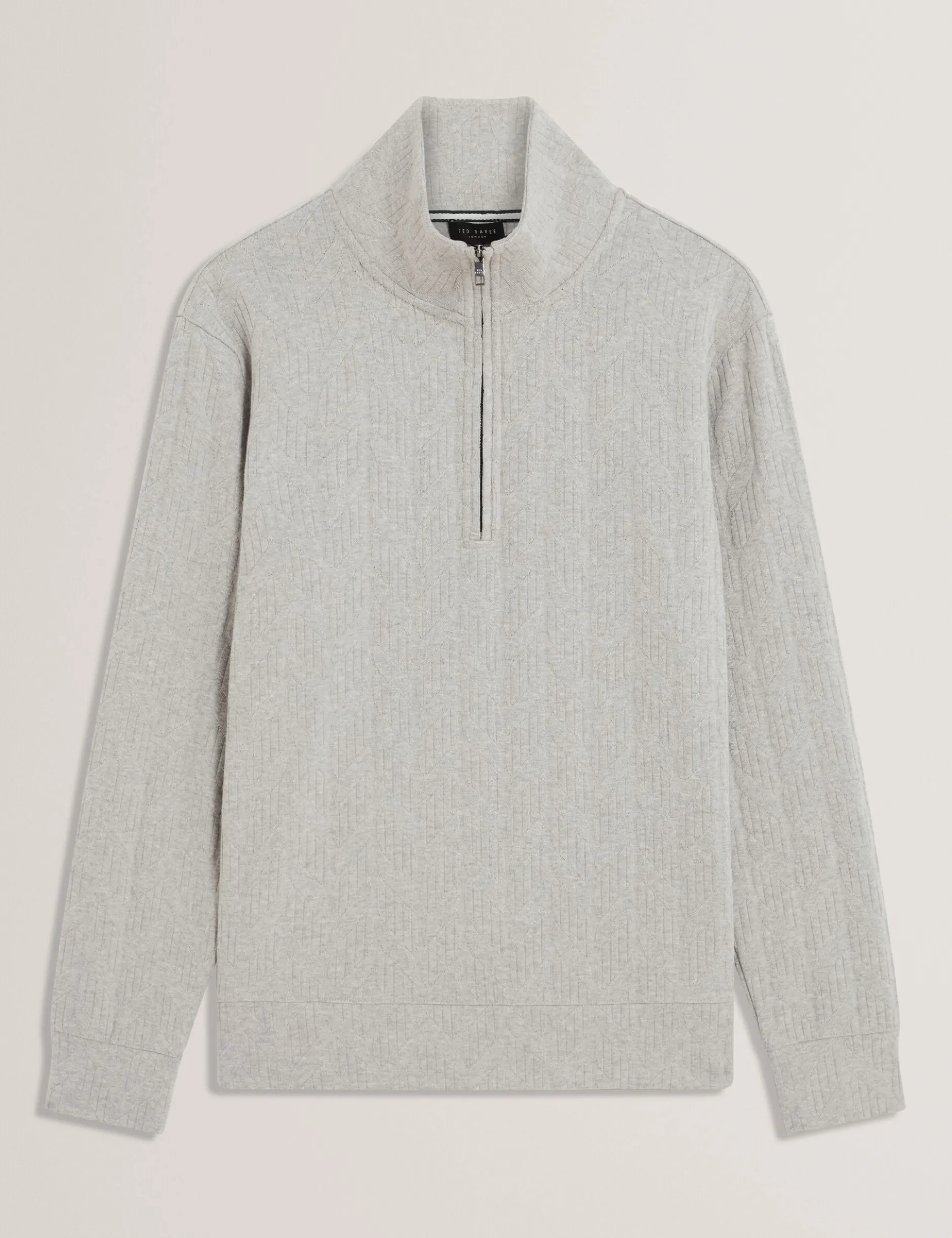 Cable Texture Zip-Neck Sweatshirt