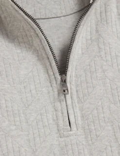 Cable Texture Zip-Neck Sweatshirt